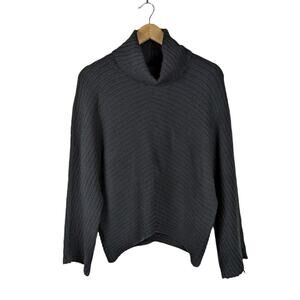 Moth Womens Sweater XS Black Turtleneck Ribbed Knit Boxy Pullover Minimalist Top